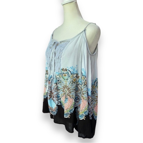 Socialite Boho Paisley Print Bell Sleeve Off Shoulder Flowy Tunic Top | Size M - Picture 3 of 13
